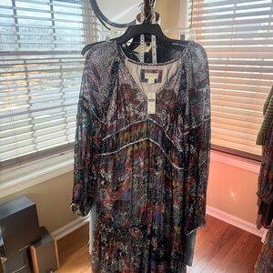 Maeve Annabella Boho Maxi Long Sleeve Dress in Blue and Red Floral NWT SIZE 10